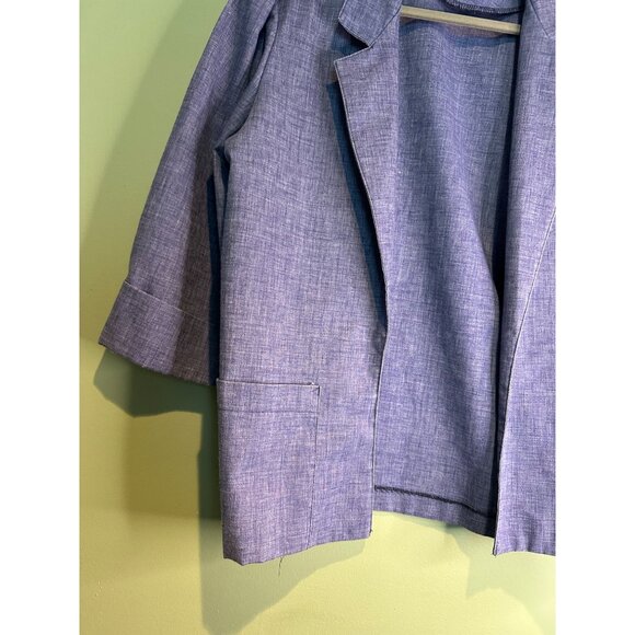 Women’s Blazer Size 8 Made in USA Open Front Elbow Sleeve Pocketed Jacket - Picture 3 of 5